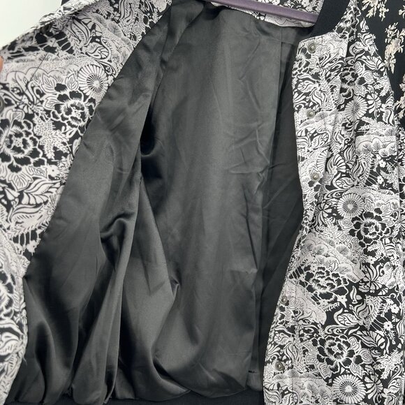 Free People Bomber Jacket Floral Size S Snap Button Pockets Feminine Boho Retro - Picture 9 of 13